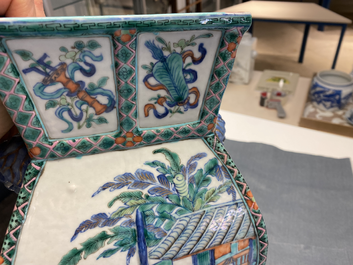 A Chinese doucai vase with elephant handles, Qianlong/Jiaqing